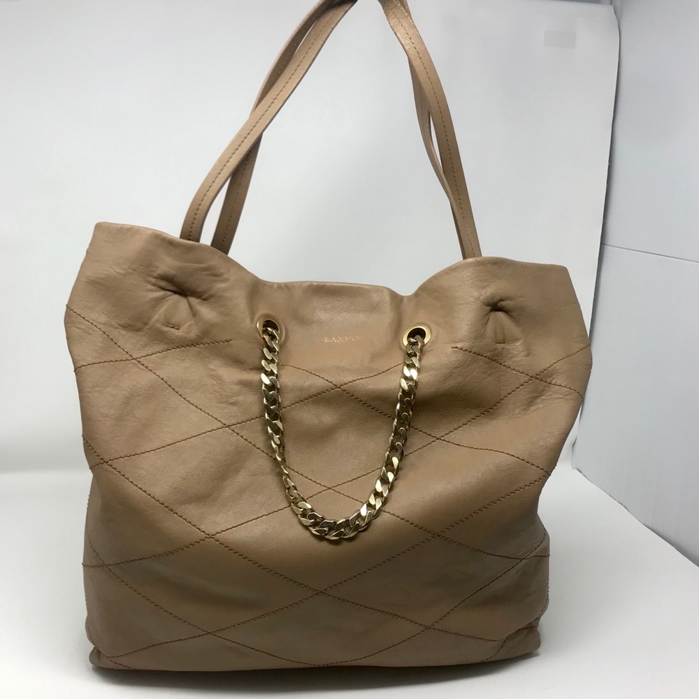 Lanvin Tan Diamond Quilted “Carry Me” Tote